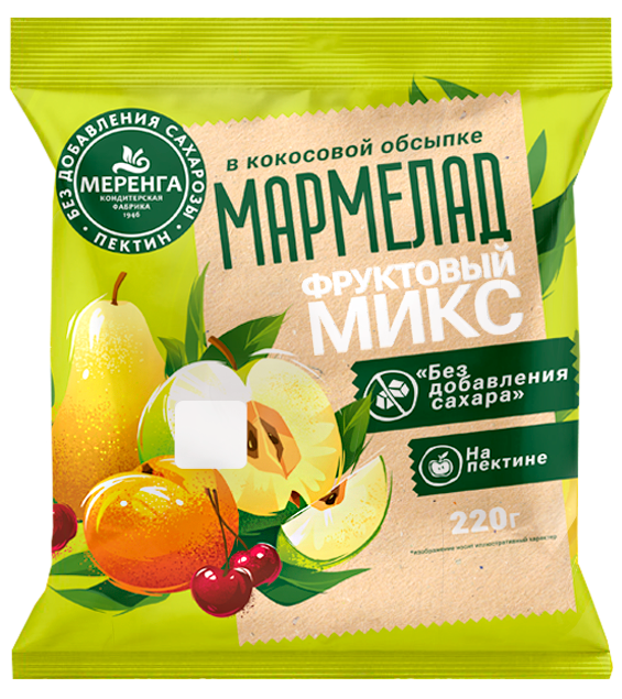  Меренга Мармелад без сахара в кокосовой обсыпке Фруктовый микс, 220г   в Верхней Салде