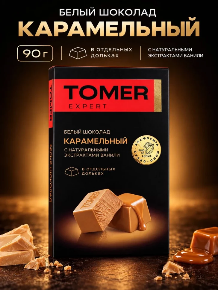 Фабрика Томер  Белый шоколад КАРАМЕЛЬНЫЙ, 90г  в Верхней Салде